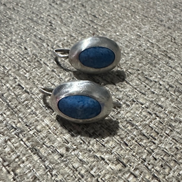925 Vintage Blue Coral inlaid Earrings